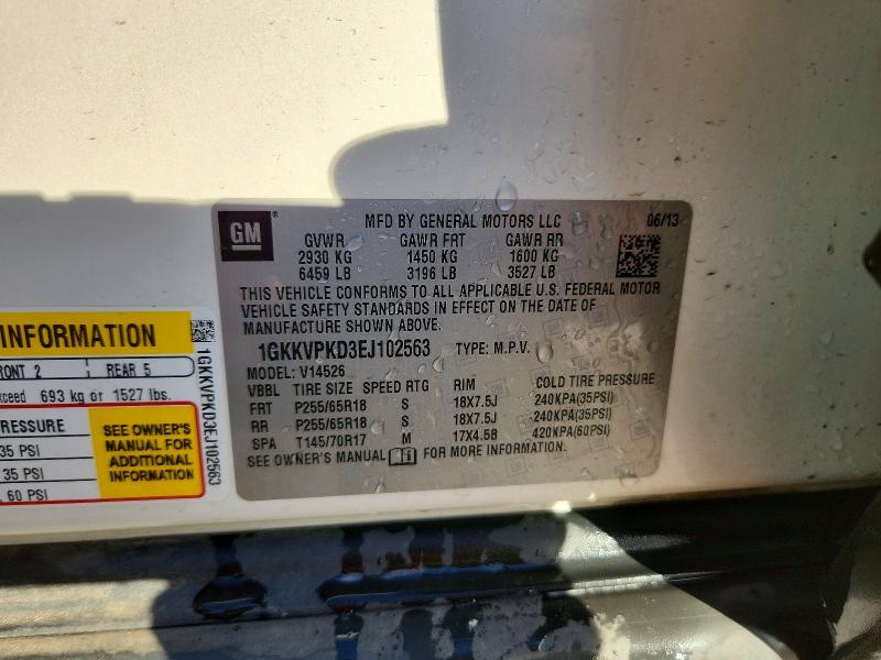 66206526 :رقم المزاد ، 1GKKVPKD3EJ102563 vin ، 2014 Gmc Acadia مزاد بيع