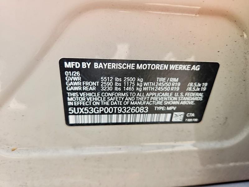 Продаж на аукціоні авто 2026 Bmw X3, vin: 5UX53GP00T9326083, номер лоту: 64052946