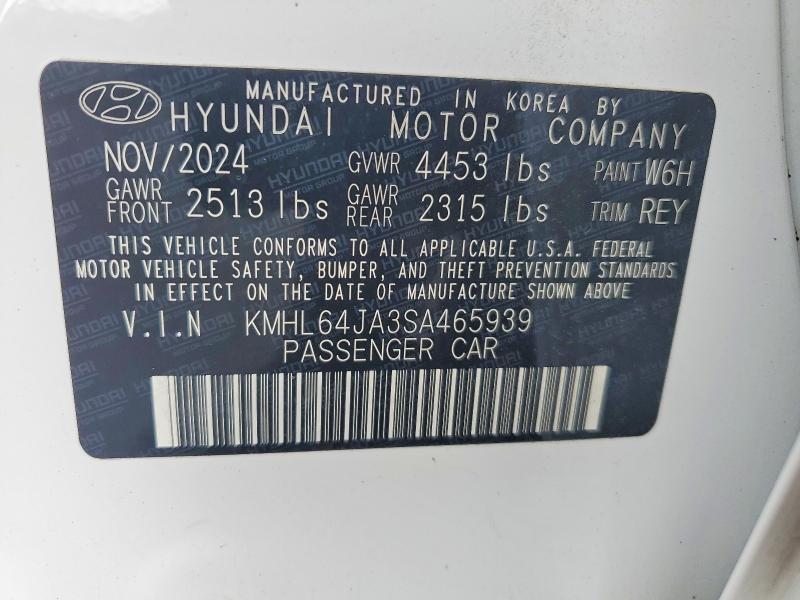 2025 Hyundai Sonata მანქანა იყიდება აუქციონზე, vin: KMHL64JA3SA465939, აუქციონის ნომერი: 64118606