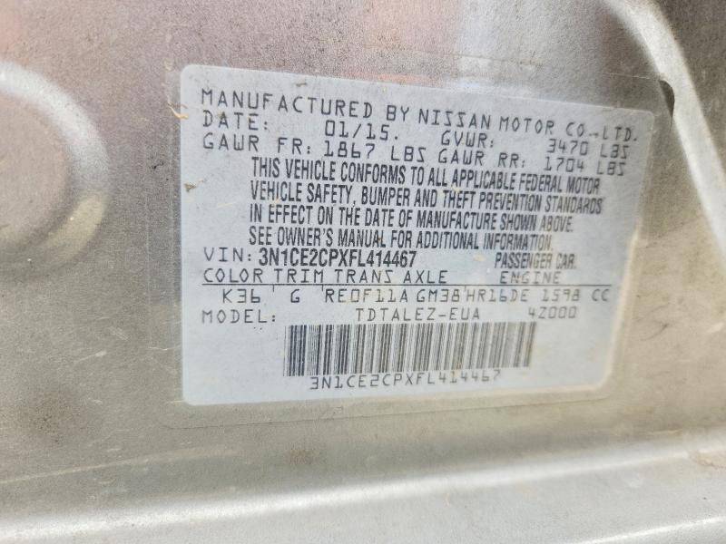 Продаж на аукціоні авто 2015 Nissan Versa Note, vin: 3N1CE2CPXFL414467, номер лоту: 65570646