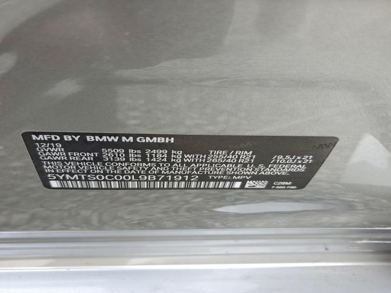 Aukcja sprzedaży 2020 Bmw X3, vin: 5YMTS0C00L9B71912, numer aukcji: 66503566