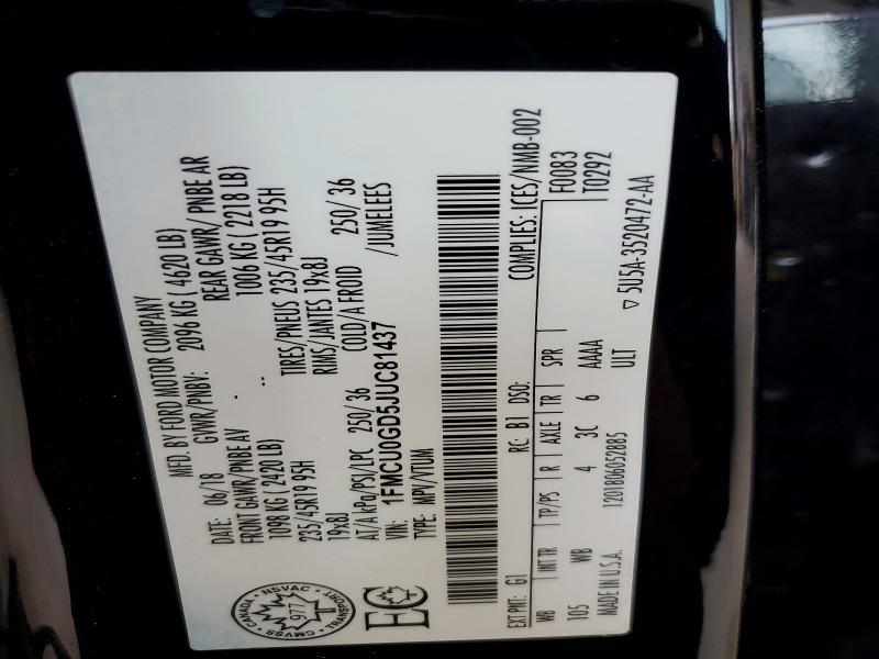 Aukcja sprzedaży 2018 Ford Escape, vin: 1FMCU0GD5JUC81437, numer aukcji: 64297696