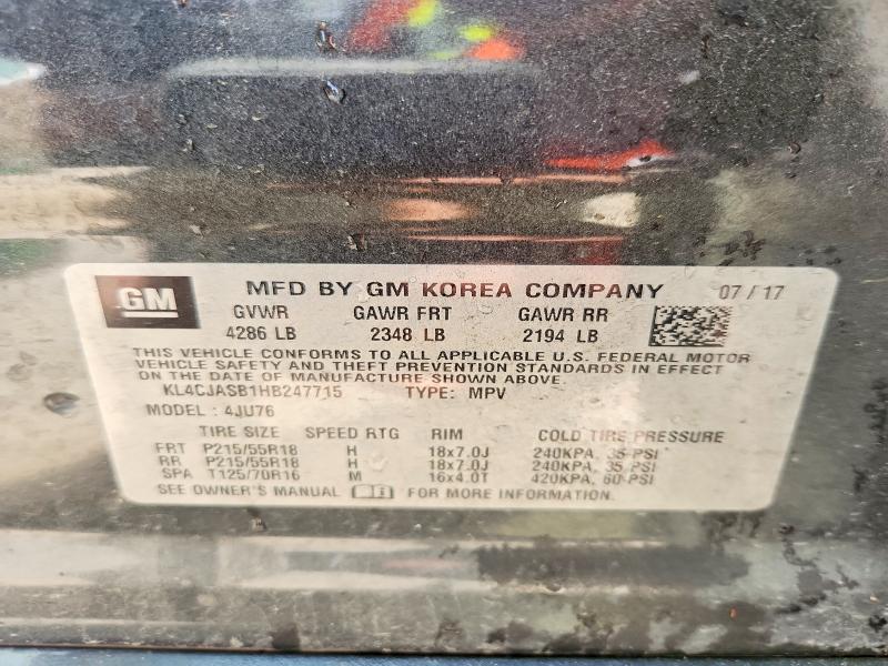 Aukcja sprzedaży 2017 Buick Encore, vin: KL4CJASB1HB247715, numer aukcji: 63498186