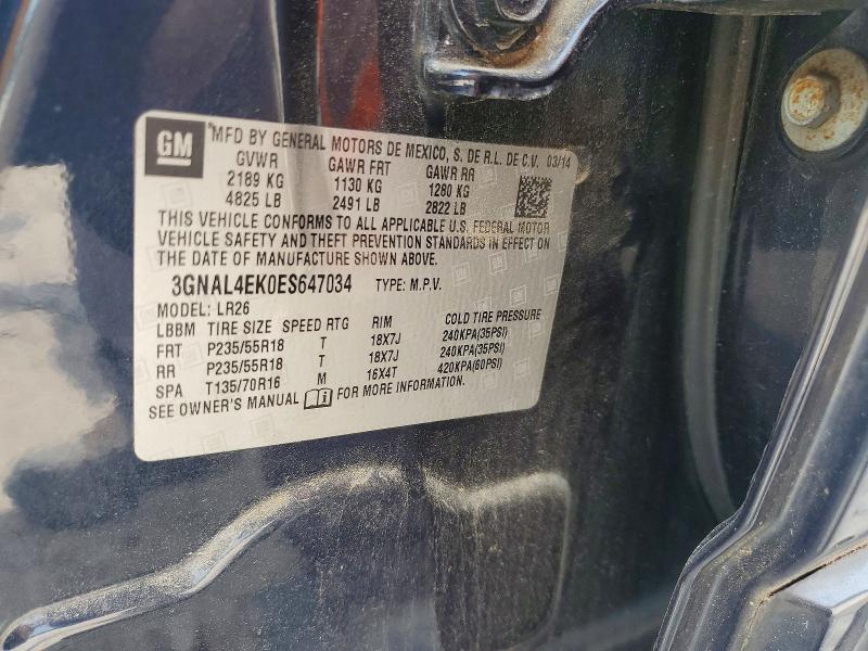 2014 Chevrolet Captiva მანქანა იყიდება აუქციონზე, vin: 3GNAL4EK0ES647034, აუქციონის ნომერი: 66810546