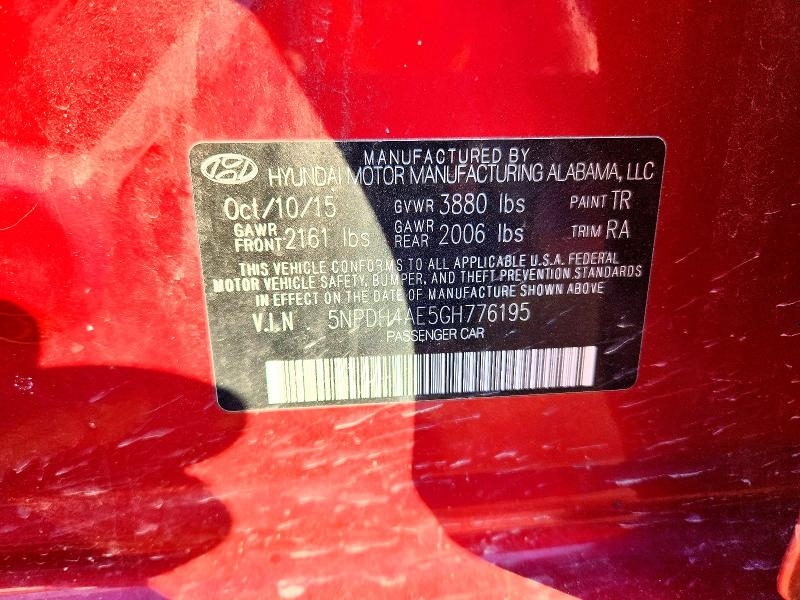 66270516 :رقم المزاد ، 5NPDH4AE5GH776195 vin ، 2016 Hyundai Elantra مزاد بيع