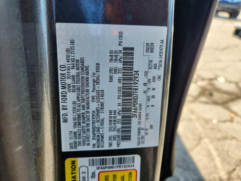 Aukcja sprzedaży 2015 Ford Fusion, vin: 3FA6P0HD7FR192934, numer aukcji: 64047536