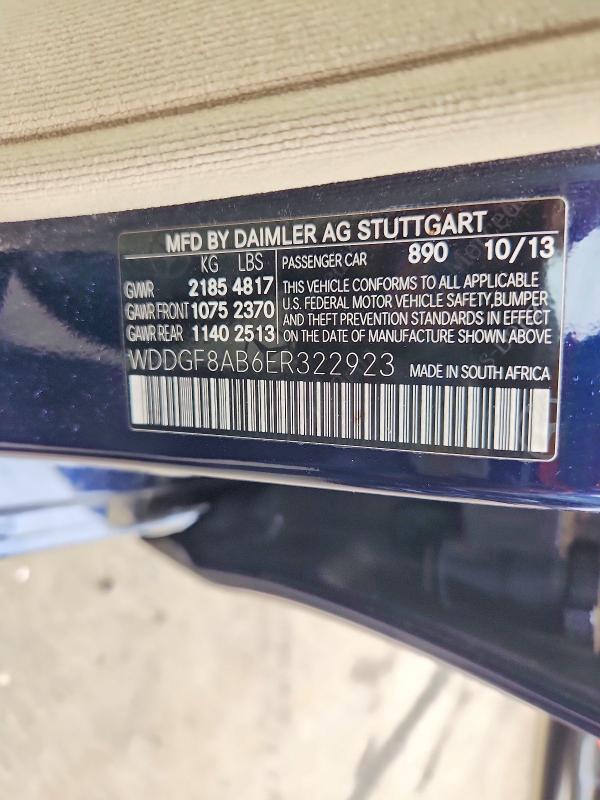 65796946 :رقم المزاد ، WDDGF8AB6ER322923 vin ، 2014 Mercedes-benz C مزاد بيع