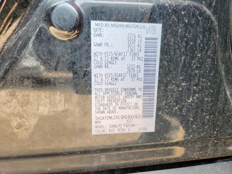 66089886 :رقم المزاد ، 5N1AT2ML2FC908092 vin ، 2015 Nissan Rogue مزاد بيع