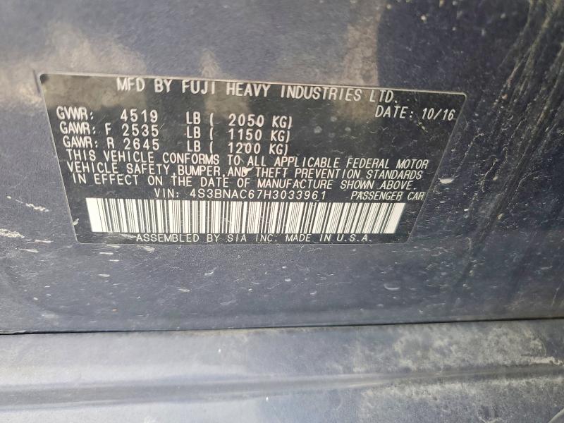 Aukcja sprzedaży 2017 Subaru Legacy, vin: 4S3BNAC67H3033961, numer aukcji: 65278226