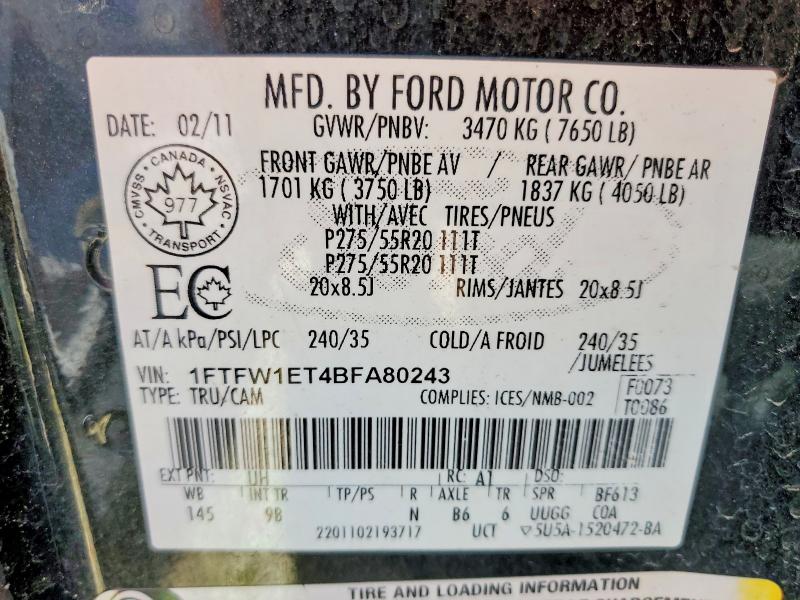 Aukcja sprzedaży 2011 Ford F150, vin: 1FTFW1ET4BFA80243, numer aukcji: 63472756