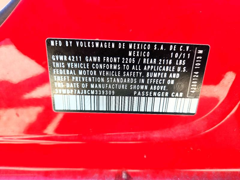 Aukcja sprzedaży 2012 Volkswagen Jetta, vin: 3VWDP7AJ8CM339309, numer aukcji: 67035876