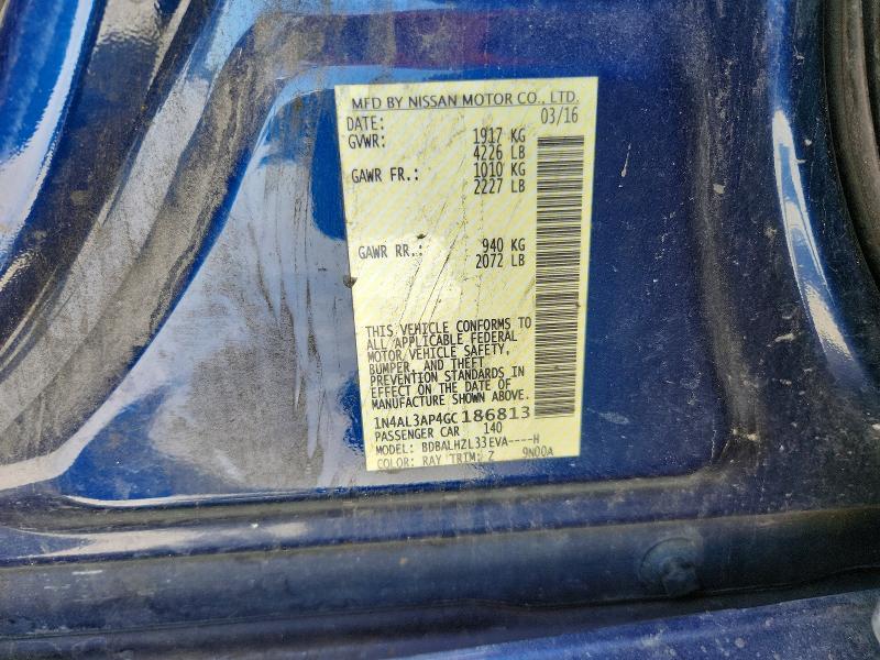2016 Nissan Altima მანქანა იყიდება აუქციონზე, vin: 1N4AL3AP4GC186813, აუქციონის ნომერი: 65373516
