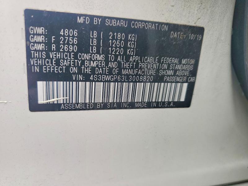 Продажа на аукционе авто 2020 Subaru Legacy, vin: 4S3BWGP63L3008820, номер лота: 64020496