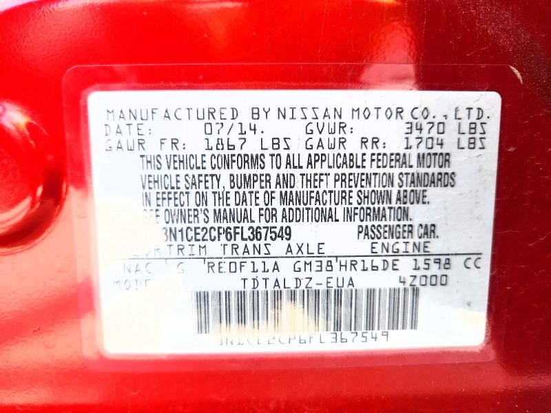 2015 Nissan Versa Note მანქანა იყიდება აუქციონზე, vin: 3N1CE2CP6FL367549, აუქციონის ნომერი: 63917396