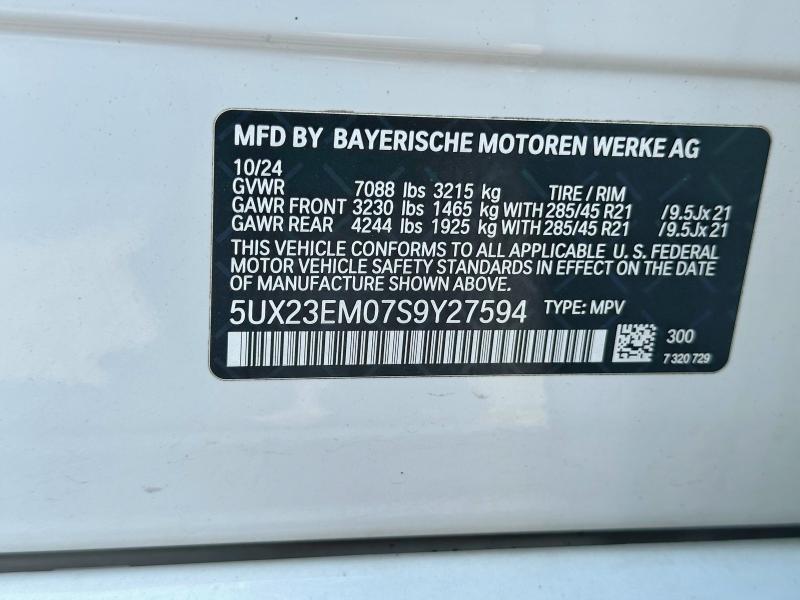 64066016 :رقم المزاد ، 5UX23EM07S9Y27594 vin ، 2025 Bmw X7 مزاد بيع