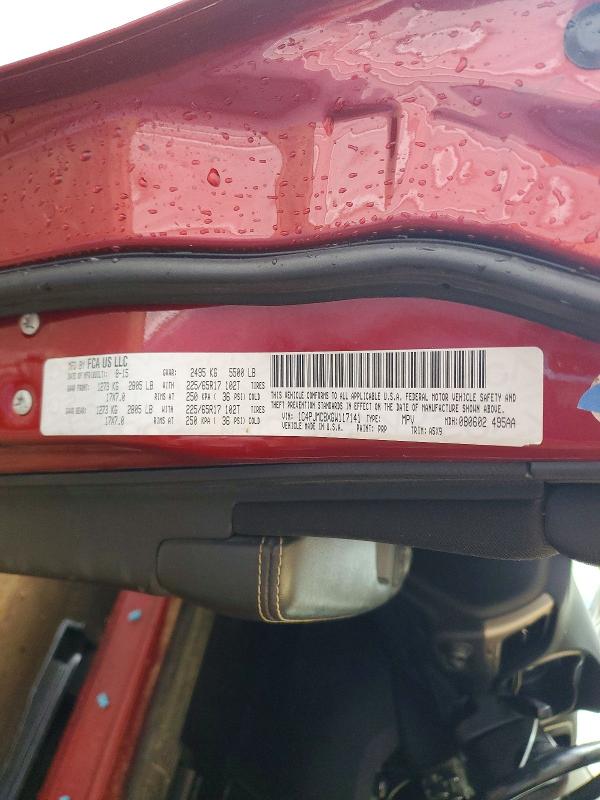66216016 :رقم المزاد ، 1C4PJMCBXGW117141 vin ، 2016 Jeep Cherokee مزاد بيع