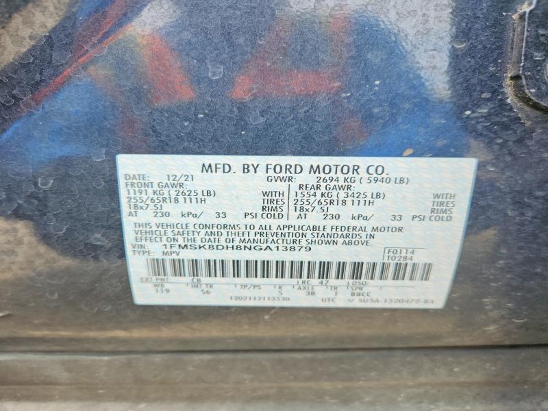 Продаж на аукціоні авто 2022 Ford Explorer, vin: 1FMSK8DH8NGA13879, номер лоту: 65048776
