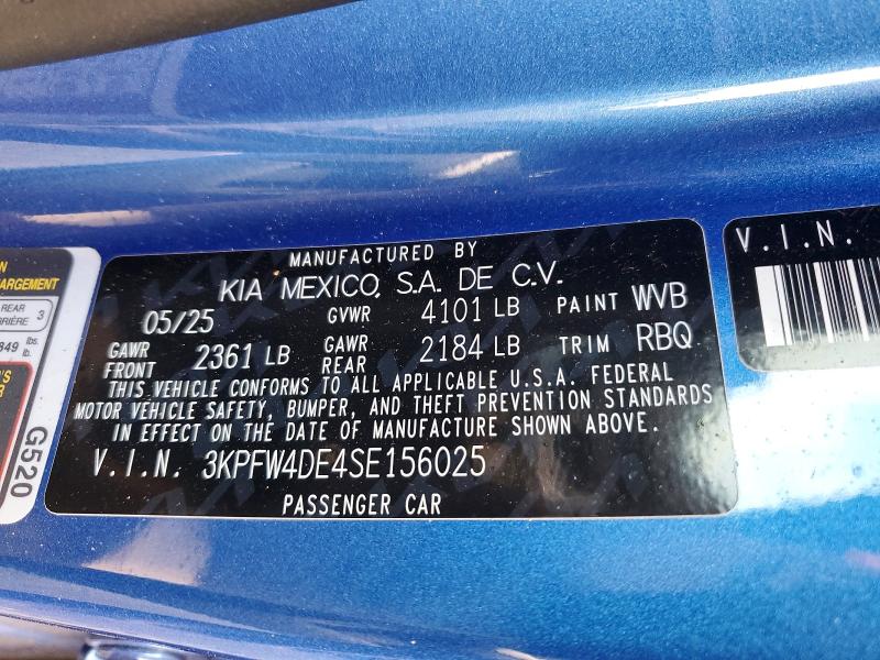 Aukcja sprzedaży 2025 Kia K4, vin: 3KPFW4DE4SE156025, numer aukcji: 64857856