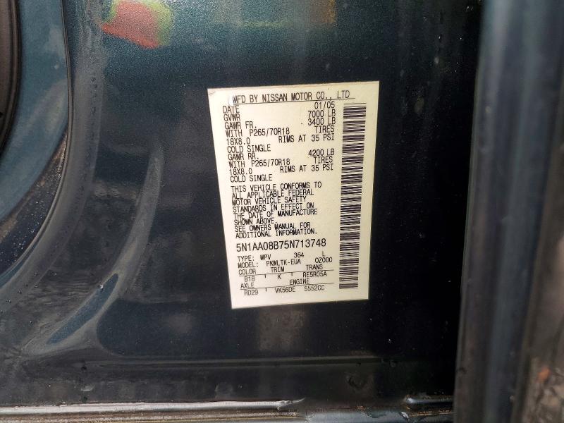 Продаж на аукціоні авто 2005 Nissan Armada, vin: 5N1AA08B75N713748, номер лоту: 63540946