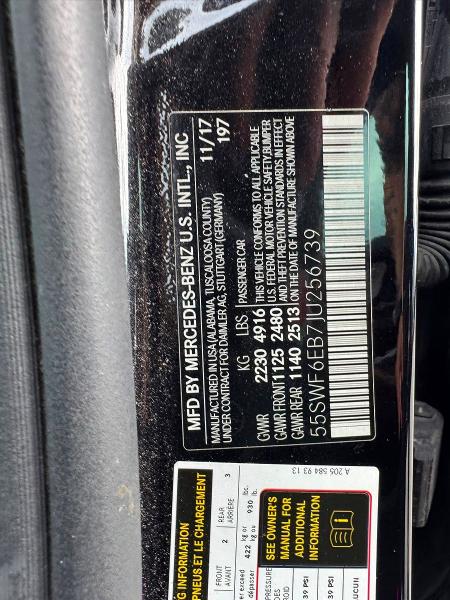 63439586 :رقم المزاد ، 55SWF6EB7JU256739 vin ، 2018 Mercedes-benz C مزاد بيع
