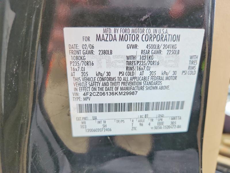 Aukcja sprzedaży 2006 Mazda Tribute, vin: 4F2CZ06136KM29987, numer aukcji: 66300106