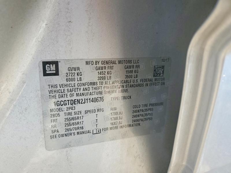 65610476 :رقم المزاد ، 1GCGTDEN2J1140676 vin ، 2018 Chevrolet Colorado مزاد بيع