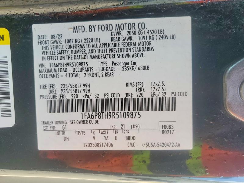 2024 Ford Mustang მანქანა იყიდება აუქციონზე, vin: 1FA6P8TH9R5109875, აუქციონის ნომერი: 65143706