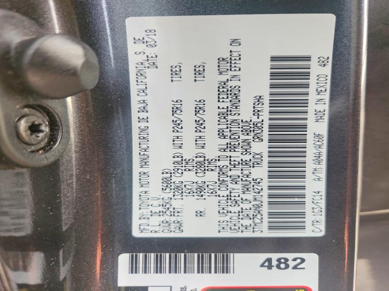 Aukcja sprzedaży 2018 Toyota Tacoma, vin: 3TMCZ5AN0JM142745, numer aukcji: 64856306