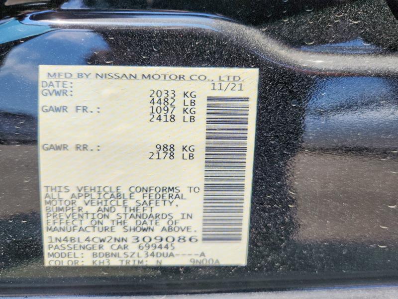 Продаж на аукціоні авто 2022 Nissan Altima, vin: 1N4BL4CW2NN309086, номер лоту: 62827486