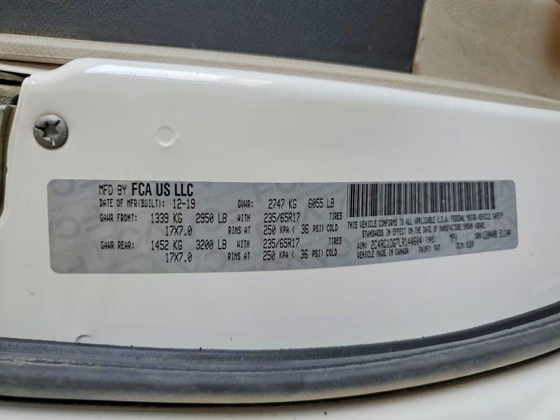 2020 Chrysler Voyager მანქანა იყიდება აუქციონზე, vin: 2C4RC1DG7LR144604, აუქციონის ნომერი: 64505846
