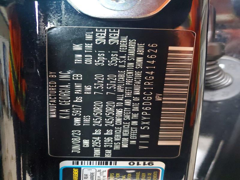 64615646 :رقم المزاد ، 5XYP6DGC1RG414626 vin ، 2024 Kia Telluride مزاد بيع