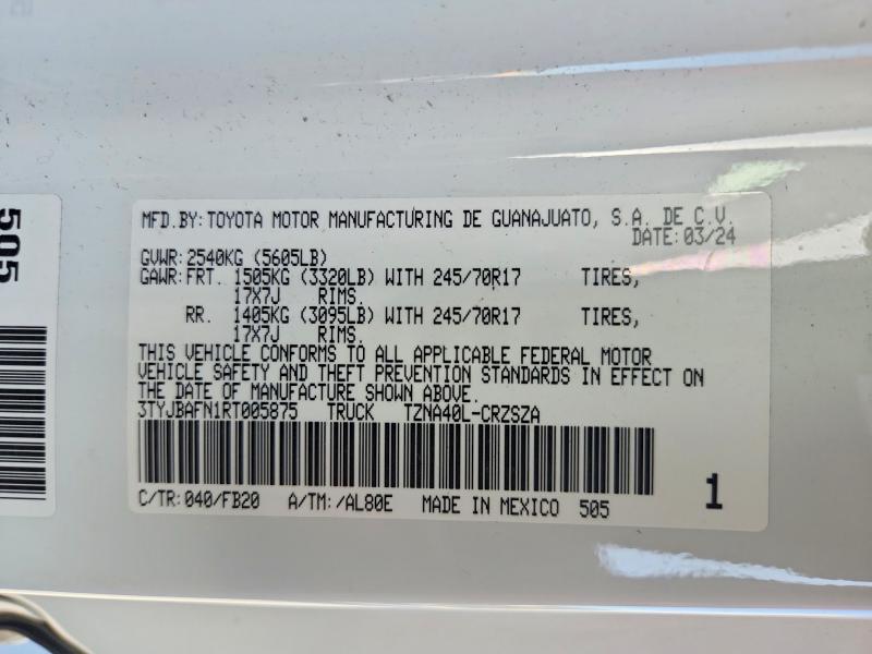 Aukcja sprzedaży 2024 Toyota Tacoma, vin: 3TYJBAFN1RT005875, numer aukcji: 64902316