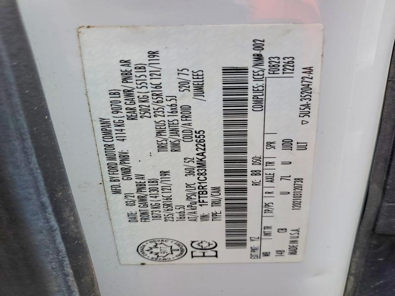 66050276 :رقم المزاد ، 1FTBR1C83MKA22655 vin ، 2021 Ford Transit مزاد بيع