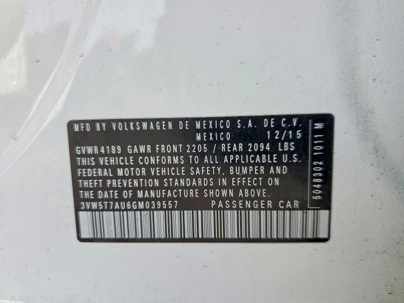 64742976 :رقم المزاد ، 3VW5T7AU6GM039557 vin ، 2016 Volkswagen Gti مزاد بيع