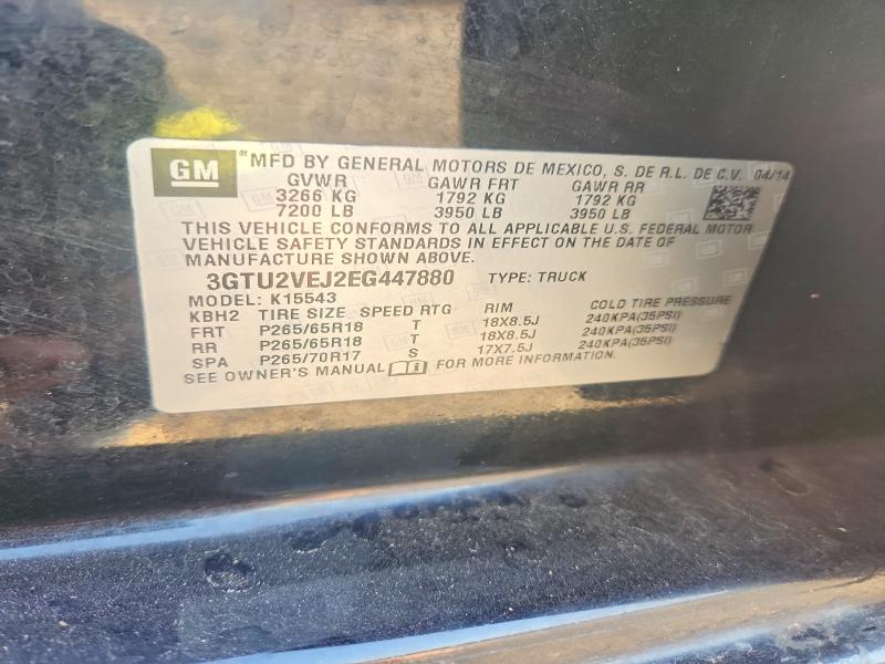 2014 Gmc Sierra მანქანა იყიდება აუქციონზე, vin: 3GTU2VEJ2EG447880, აუქციონის ნომერი: 65124346