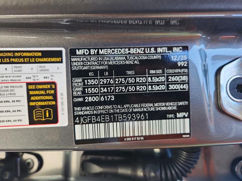 Aukcja sprzedaży 2026 Mercedes-benz Gle, vin: 4JGFB4EB1TB593961, numer aukcji: 66133876