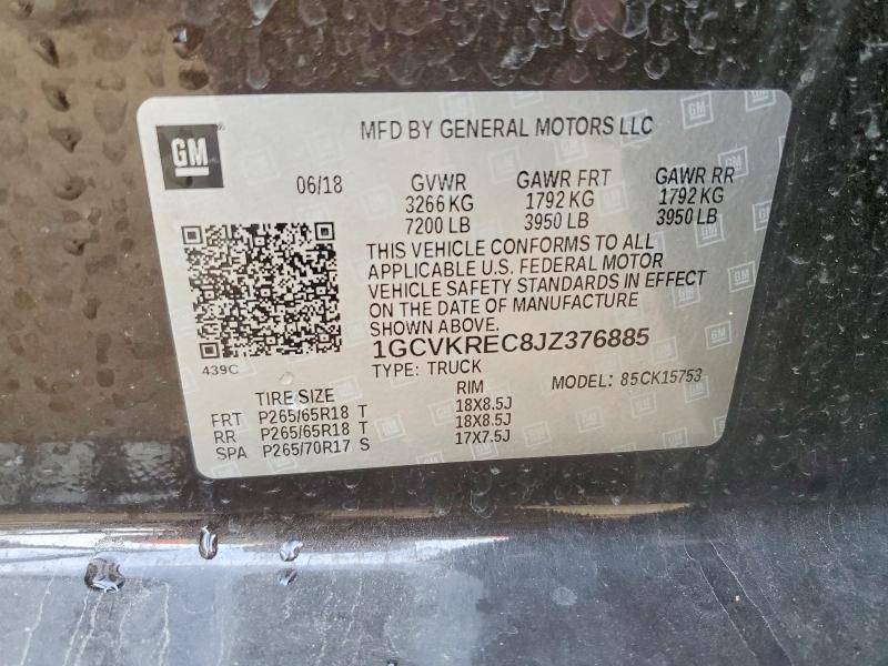 Продаж на аукціоні авто 2018 Chevrolet Silverado, vin: 1GCVKREC8JZ376885, номер лоту: 64006976