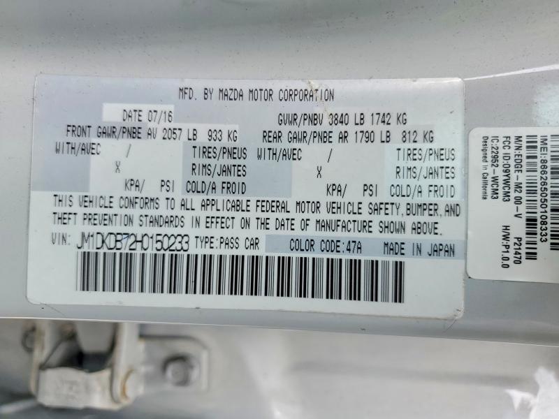 64209466 :رقم المزاد ، JM1DKDB72H0150233 vin ، 2017 Mazda Cx-3 مزاد بيع