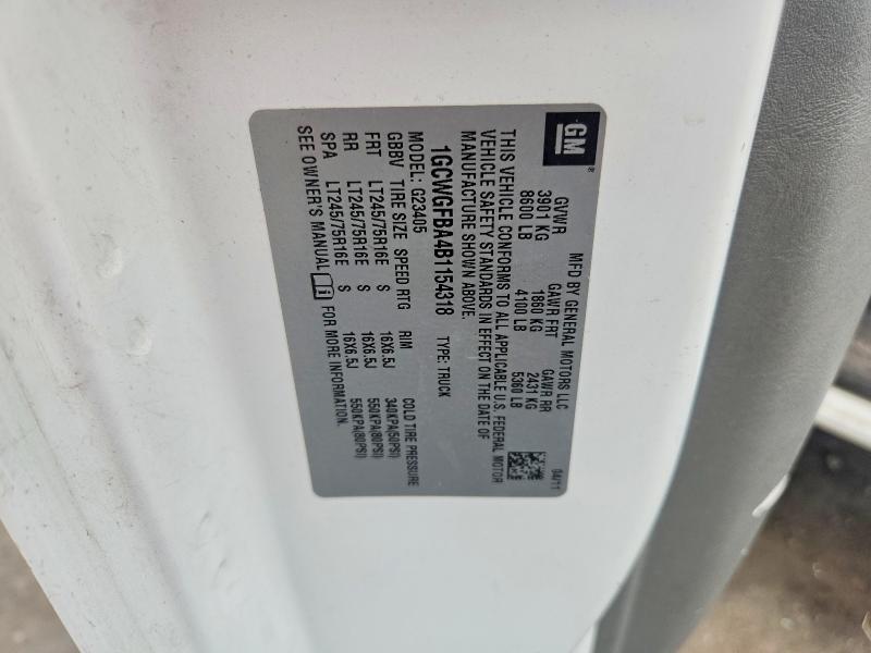 Продаж на аукціоні авто 2011 Chevrolet Express G2500, vin: 1GCWGFBA4B1154318, номер лоту: 66542856