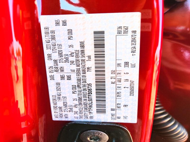 Aukcja sprzedaży 2026 Ford F150, vin: 1FTFW3L50TFB08735, numer aukcji: 65344356