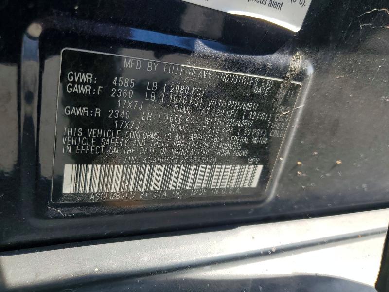 66425306 :رقم المزاد ، 4S4BRCGC2C3235479 vin ، 2012 Subaru Outback مزاد بيع