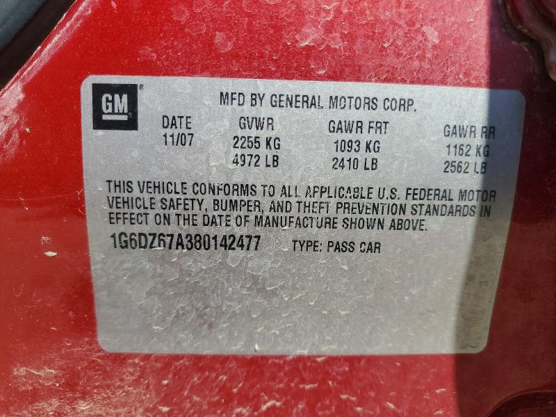 Aukcja sprzedaży 2008 Cadillac Sts, vin: 1G6DZ67A380142477, numer aukcji: 64158186