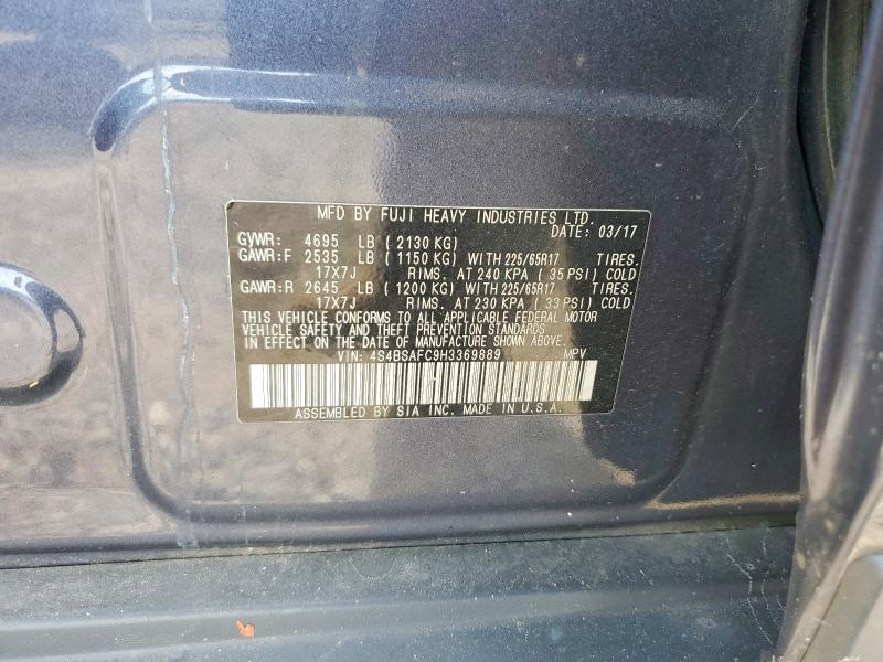 Aukcja sprzedaży 2017 Subaru Outback, vin: 4S4BSAFC9H3369889, numer aukcji: 64598376