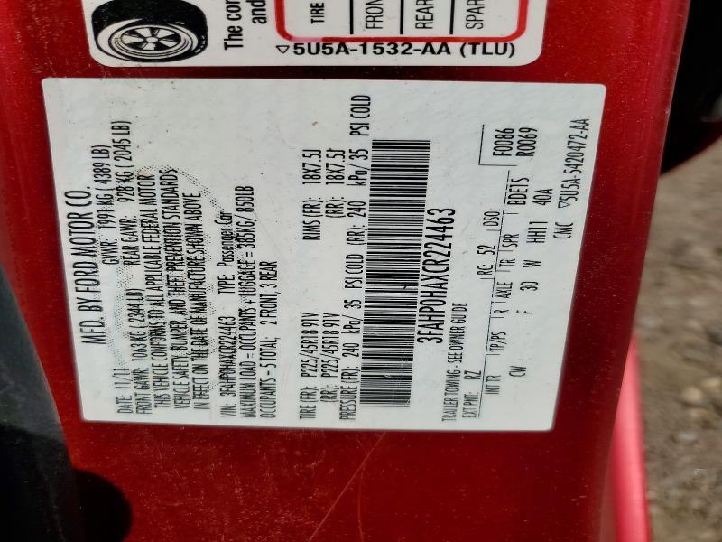 Продажа на аукционе авто 2012 Ford Fusion, vin: 3FAHP0HAXCR224463, номер лота: 65557316