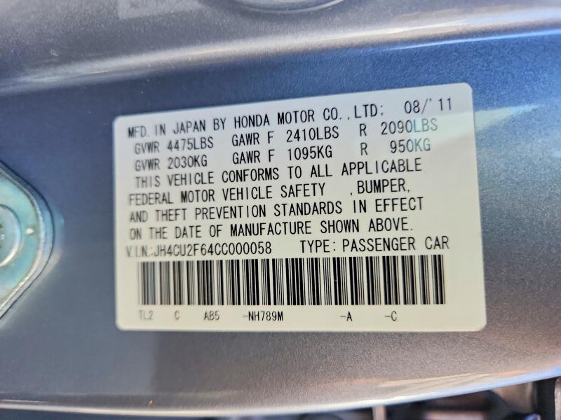 Aukcja sprzedaży 2012 Acura Tsx, vin: JH4CU2F64CC000058, numer aukcji: 63689046