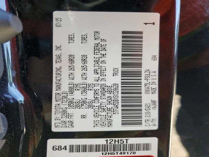 66251296 :رقم المزاد ، 5TFWA5DBXSX328620 vin ، 2025 Toyota Tundra مزاد بيع