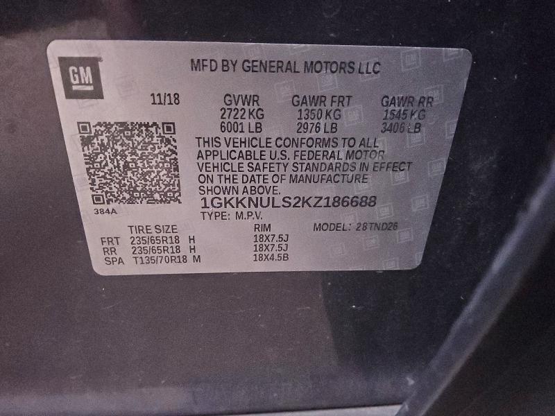 Продаж на аукціоні авто 2019 Gmc Acadia, vin: 1GKKNULS2KZ186688, номер лоту: 65723876