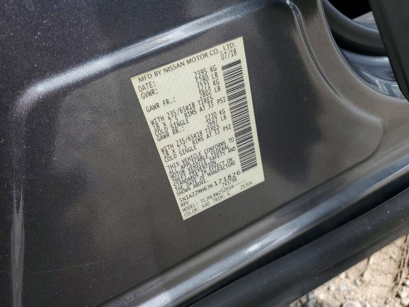 65806406 :رقم المزاد ، 5N1AZ2MH6JN171826 vin ، 2018 Nissan Murano مزاد بيع