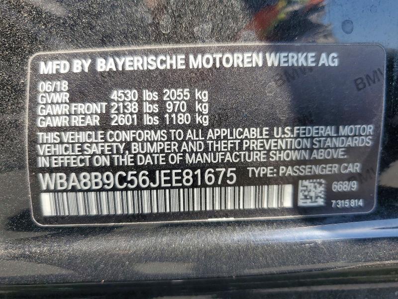 Aukcja sprzedaży 2018 Bmw 330, vin: WBA8B9C56JEE81675, numer aukcji: 64498966