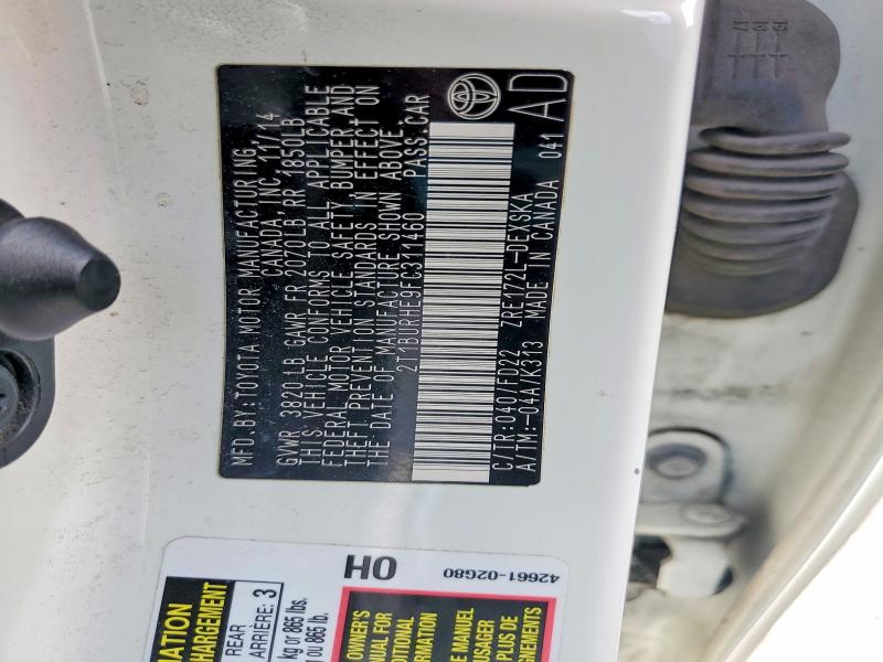 65658556 :رقم المزاد ، 2T1BURHE9FC311460 vin ، 2015 Toyota Corolla مزاد بيع